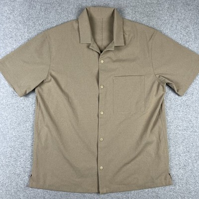 Lululemon Airing Easy Camp Collar Shirt Stretch Performance Large Mens Beige