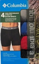 Columbia Men's High Performance Stretch Boxer Briefs 4 Pk Tag Free No Fly  Med