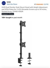 VIVO Dual Monitor Desk Mount Stand with Height up to2 34 Inch screens, Black