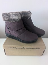 CUSHION WALK - THERMO-TEX - Ladies Faux Fur Trim Ankle Boots Winter - Plum UK 8