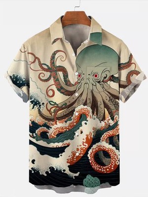 Godzilla Ukiyo-e retro monster short sleeve print