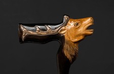 Hand carved wooden deer walking stick for men women cane with leather case