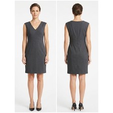 Ann Taylor Loft Gray V-Neck Sleeveless Sheath Dress Lined Women Size 8