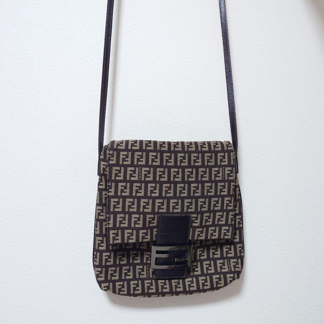 FENDI Mamma Zucchino Mini Shoulder Bag Brown Canvas Pre-Owned Excellent Condition Japan