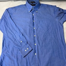 Vtg Tommy Hilfiger Classic Preppy Dress Shirt Button Down Long Sleeve Blue Sz 16