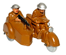 Barclay Dime Store B152 Lead Army Soldier Motorcycle W/ Sidecar - Manoil