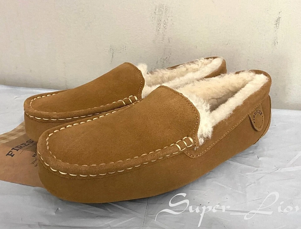 NUEVAS Zapatillas de mocasín de piel de oveja Fireside by Dearfoams para mujer - TALLA 11 castaño Foto 2 de 4