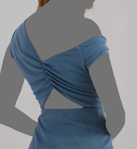 Lauren Ralph Lauren Women's Blue Cut Out Jersey Off the Shoulder Size 10 - 第 3/4 張圖片