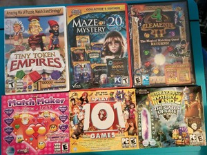 Lot-of-6-PC-CD-ROM-DVD-ROM-Hidden-Object-Collection-Games-Matching-Quests