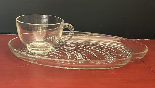 Vtg 1950s Homestead Snack Tray & Cup By Federal Glass - 第 1/7 張圖片