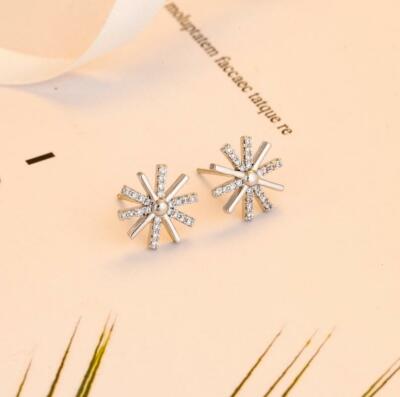 Sunshine Stars Silver SP Pave Cubic Zirconia Earring Stud