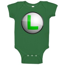 Super Mario Bros Luigi Little Brother Retro Baby One Piece