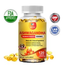 ASHWAGANDHA 5000MG - 120 CAPSULES HIGH STRENGTH STRESS FATIGUE ANXIETY RELIEF