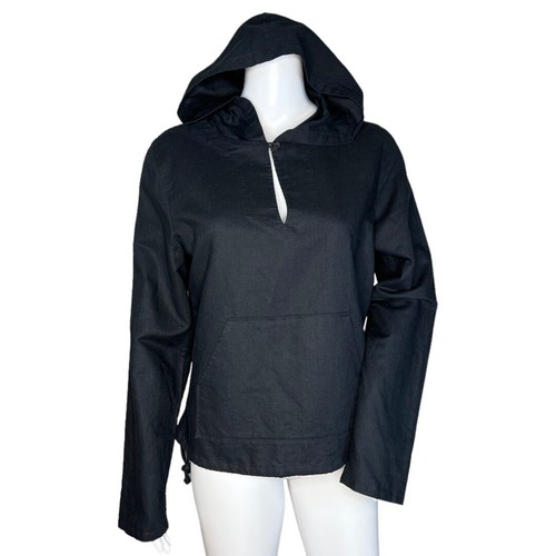 Polo Ralph Lauren Hoodie Damen Medium schwarz Leinen Baumwollmischung Freizeit adrett