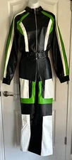 Love Highlight Faux Leather 2 Piece Motorcycle Bike Suit Jacket Pants Black NWOT