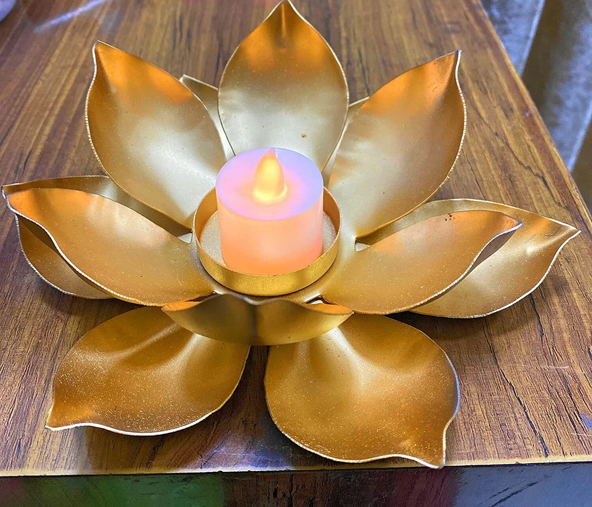 Golden Metal Big Size 7 inch Table Lotus Flower Candle Holder Home  decoration