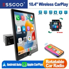 Wireless Apple CarPlay Android Auto 10.4" Single 1 DIN Car Stereo Head Unit AUX