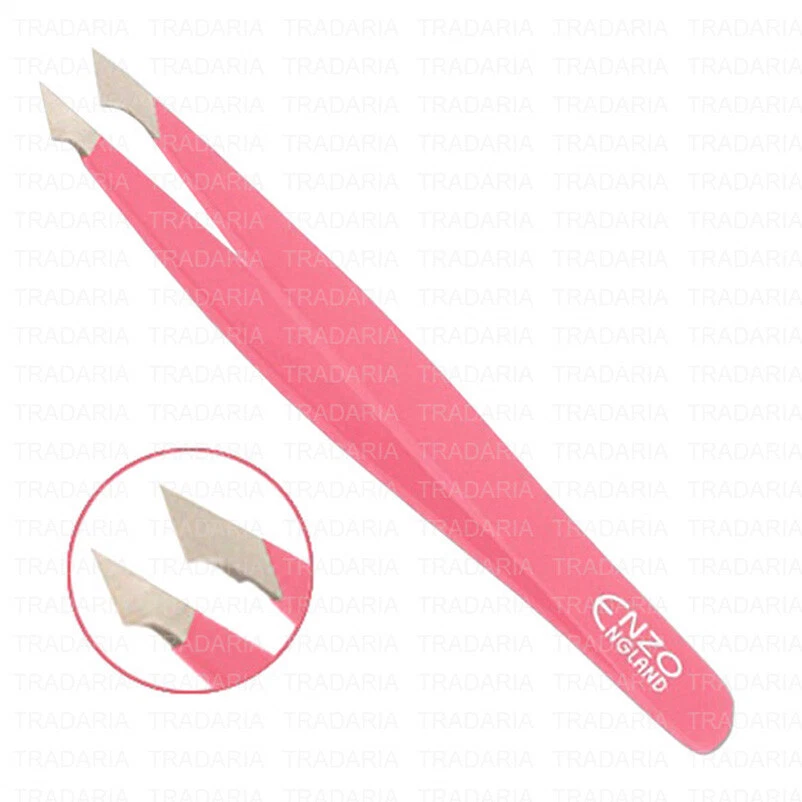 ENZO ENGLAND PINK BEAUTY FACIAL EYEBROW HAIR REMOVING FINE SLANTED TIP CRAFT BEADING TWEEZERS