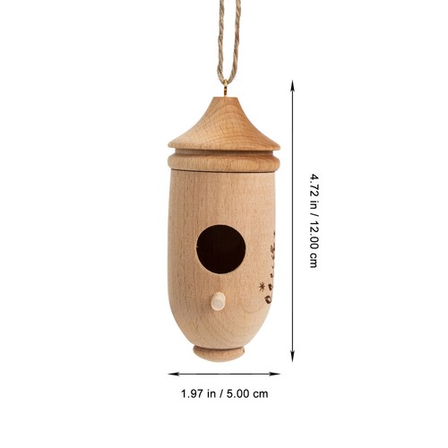 Outside Hanging Bird House Hut Cage Pet Garden Bird House Hanging Wooden House - Picture 5 of 12
