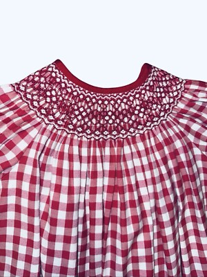 Claire & Charlie Smocked Dress 4T Red White Gingham Christmas Holiday Girl