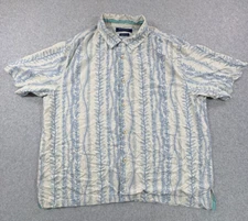 Tommy Bahama Shirt Mens XXL Blue White Seaweed Pattern Original Fit Light Weight