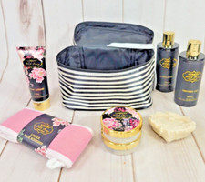 Home Spa Gift Bath  Body Set For Women Fresh Peony Scent 8 Pc Travel Case