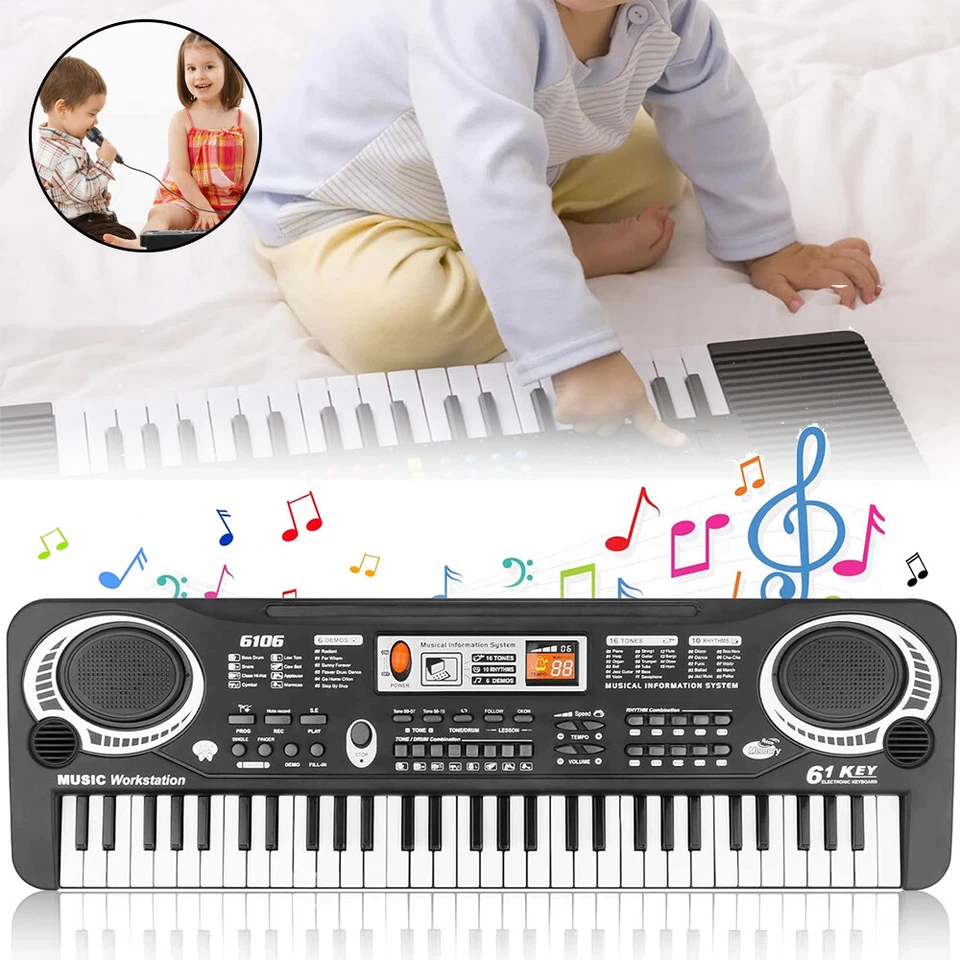 Einsteiger Keyboard E-Piano Kinder Piano keyboard 61 Tasten Mikrofon Geschenk - Bild 3 von 4