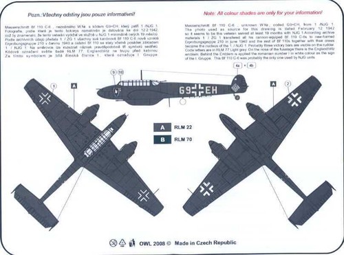 Owl Decals 1/72 MESSERSCHMITT Bf-110C-6 with Mk-101 Cannon - Picture 3 of 3