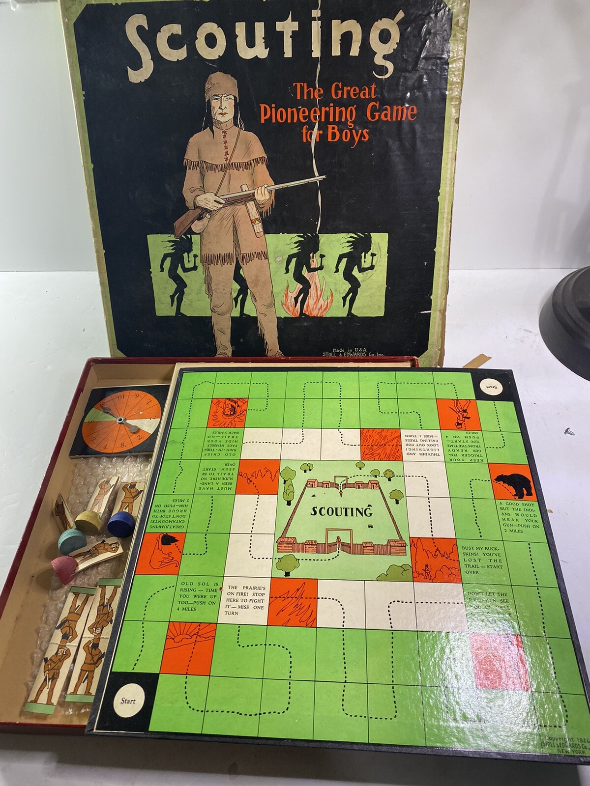 Vintage 1926 Scouting Game Stoll Edwards Co. With Daniel Boone Nice For
