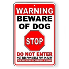 Dog Will Bite Beware Of Dog Metal Sign Security Keep Out Warning Do Not Enter