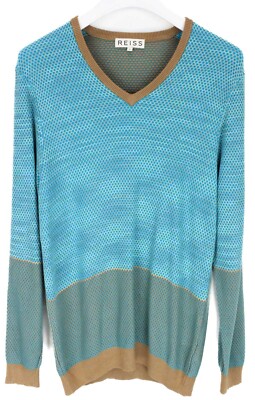 Reiss Pullover Herren Groß Gestrickter Pullover Rundhals Kragen Muster