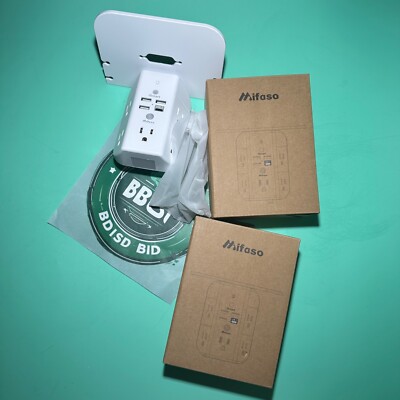 Mifaso Wall Outlet Extender with Shelf and Night Light & Surge Protector Charger