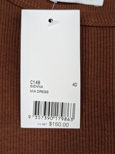 Kookai Dress Womens 12 Brown Ribbed Long Bodycon Sleeveless Cut Out Section New - Picture 4 of 17