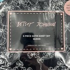 BETSEY JOHNSON Bows Satin Microfiber Black White QUEEN 6pc Sheet Set NEW Bonus