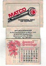 1988 MATCO Tools Tool Chest Calendar Un-Used