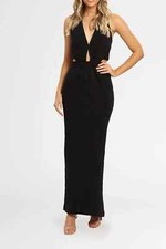 NICHOLAS Halter Bandage Evening Dress Formal Black Size 8 AU Preloved