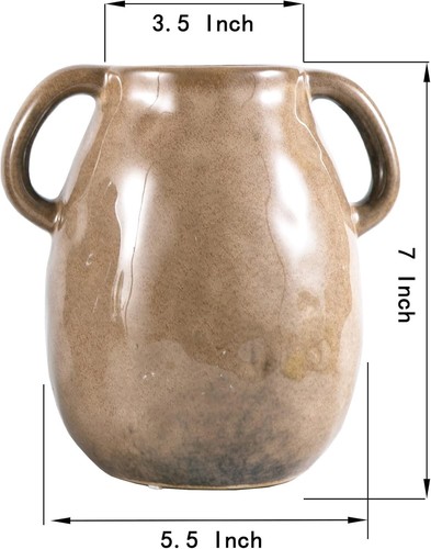 Ceramic Vase 7 Inch Tall Glazed Design Decorative Pottery Home Decor Centerpiece - Picture 9 of 10