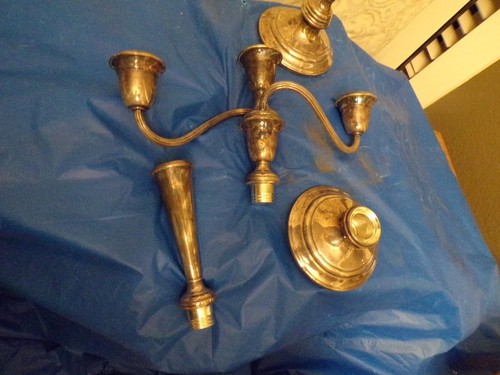 Newport Silverplate YB 58611 Pair 12" Tall Colonial Candelabra Candle Stick Hold - Picture 2 of 6