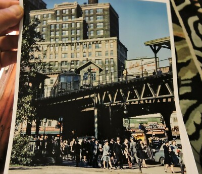 Rare 1939 Lower Manhattan EL Subway New York City NYC 8x10 TRUE COLOR Photo