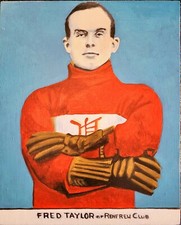 1910 1911 C56 FRED CYCLONE TAYLOR NHA HOCKEY ROOKIE CARD PAINTING RENFREW 1/1 