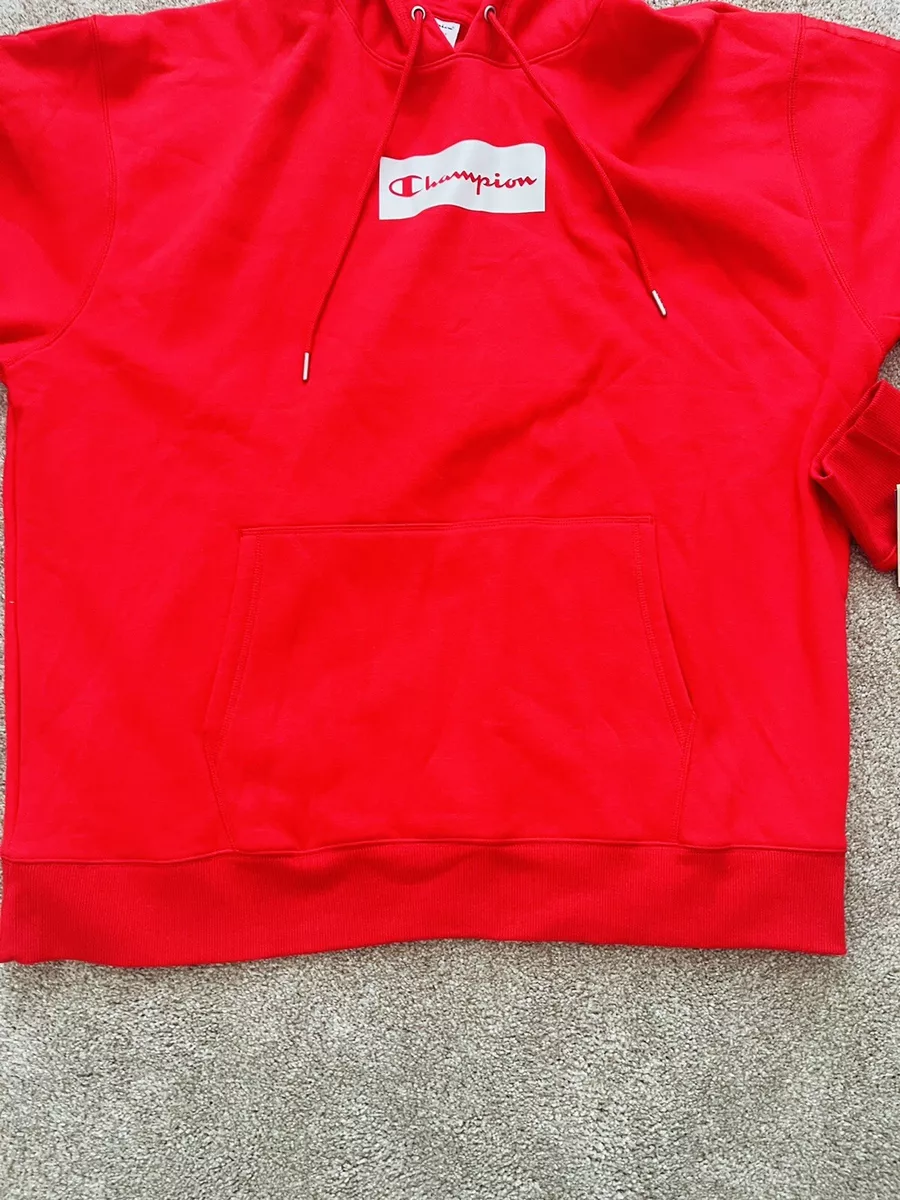 Red on white box logo hoodie discount