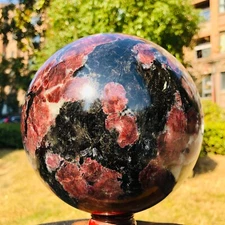 14.16LB Large Natural Garnet Sphere Crystal "Fireworks Stone"The Ball Healing