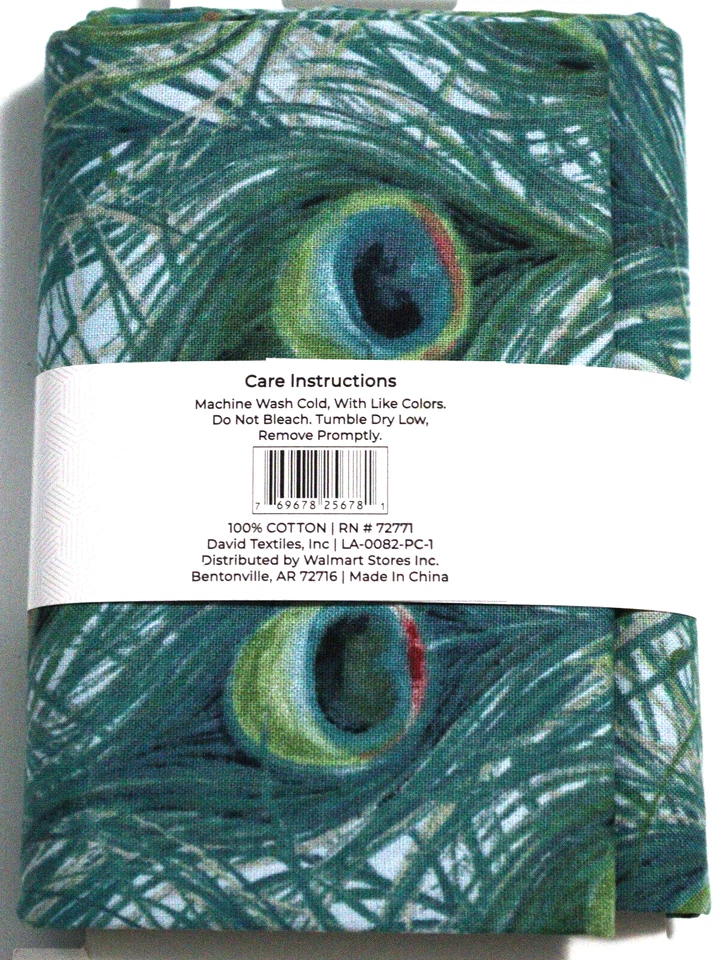 1 Yard Peacock Feathers 100% Cotton Fabric David Textiles 36x44 - Image 3 of 4