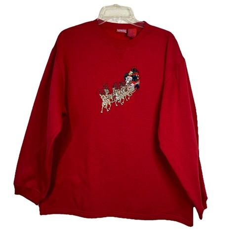 Ugly Christmas Sweatshirt Rudolph The Red Nose Reindeer Santa Crewneck Red Sz XL