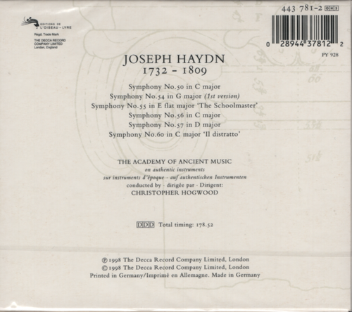 Haydn: Symphonies vol. 8 - Christopher Hogwood - DECCA - neu/OVP - Bild 2 von 2