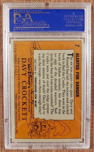 1956 Orange Davy Crockett #7 Alerted For Danger Authentic Original PSA 7 NM - Picture 2 of 2