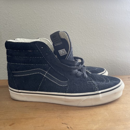 Vans Herren Sk8-Hi Blau Shaggy Wildleder Schnürschuhe Turnschuhe Schuhe Größe 9
