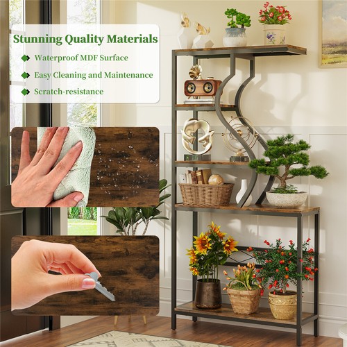 1~2x Industrial 5Tiers Plants Shelf Display Unit Rustic Bookcase Storage Cabinet - Picture 15 of 23