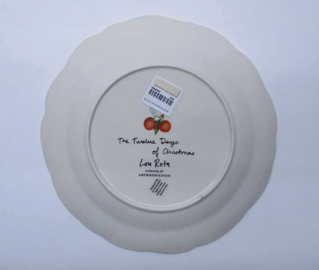 Anthropologie Lou Rota 12 Days of Christmas Dessert Plate 1 Partridge