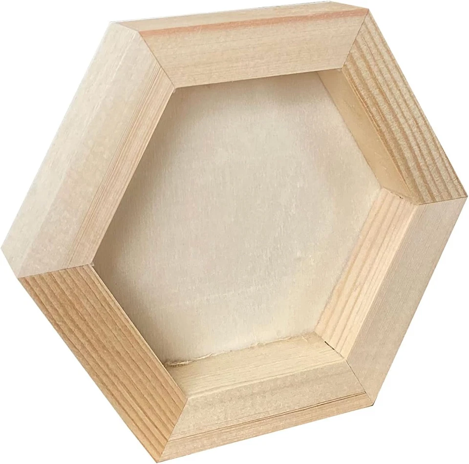 6 Pack Unfinished Wood Canvas Boards for Painting, 4x4.6 in Hexagon Wooden Pa... - Image 3 of 4